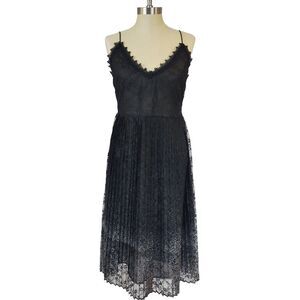Maraislise Sheer Lace Glitter Whimsigoth Slip Midi Dress Pleated Fairy Grunge